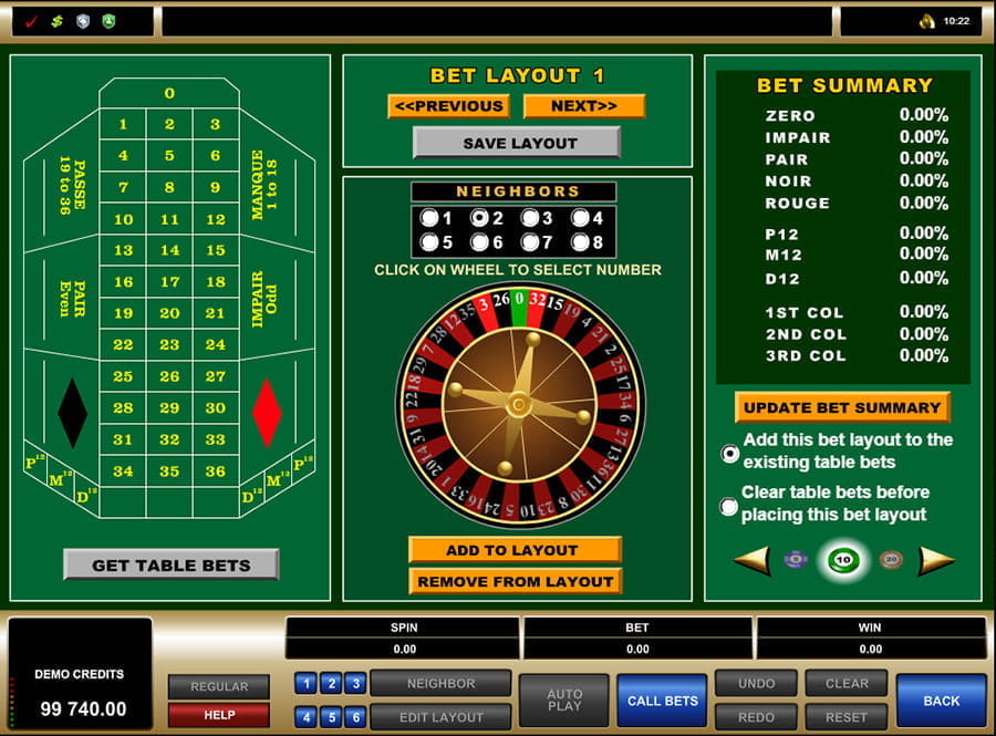 French roulette wheel layout