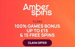 A £5 deposit bonus offer from Amber Spins casino