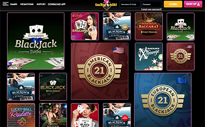 Blackjack Selection at LuckyNiki