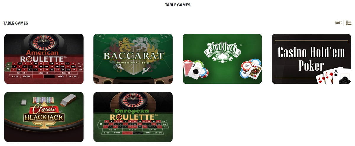 The Table Games Catalogue in Caesars Palace Online Casino WV