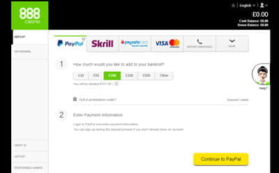 Select the PayPal Deposit Amount