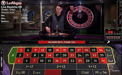 The Table Layout of NetEnt's Live Roulette Pro