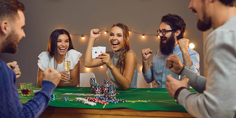 Gambling Jokes Players in a Circle