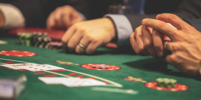 Blackjack Table with Dealt Cards