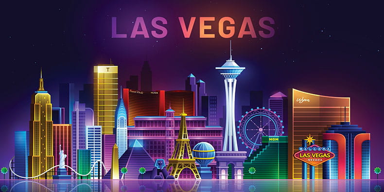 Las Vegas Illustration with Neo Lights