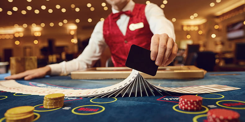   Inside a Casino with a Croupier in Action