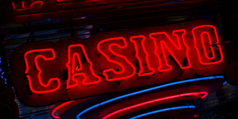 Red and bright casino entry sign