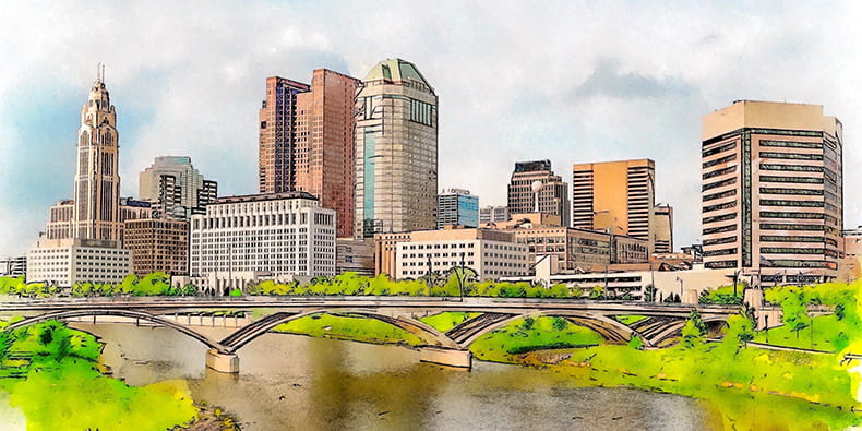 Landscape animated picture of Columbus city