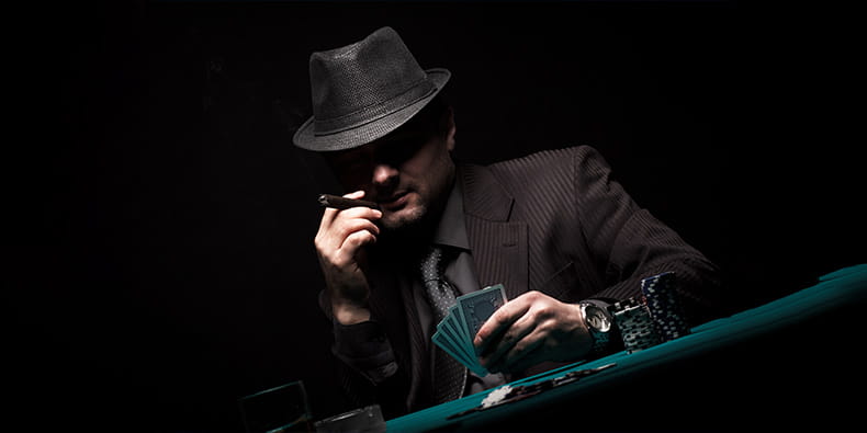 Gangster Gambler Playing Poker 