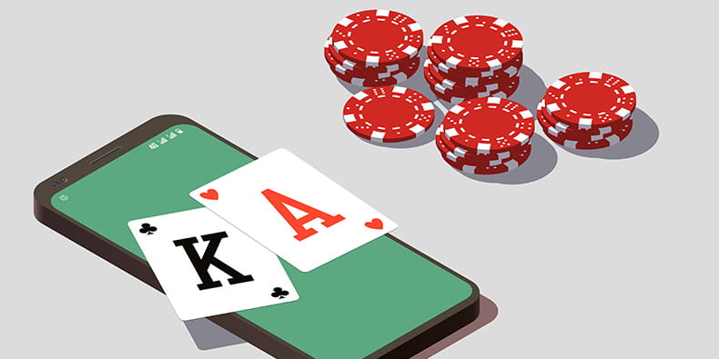 Casino Cards on Mobile Phone Display 
