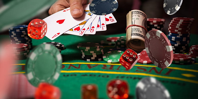 Man playing different types of casino table games