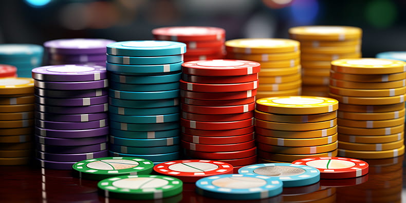 Large stacks of casino chips